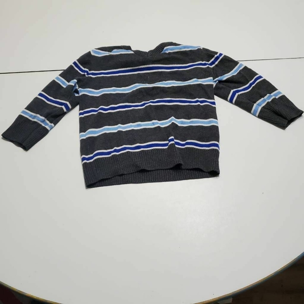 The Children's Place Baby Boys Sweater Black Blue Striped V-Neck Long Sleeve 3T